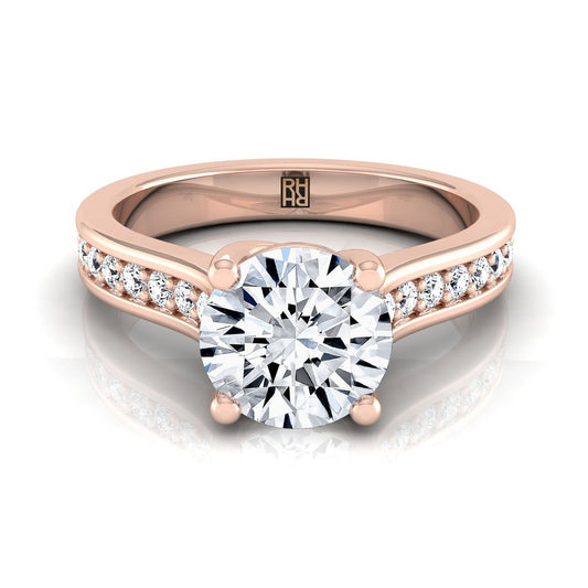 Round Brilliant, Channel Set Pavé, in 14K Rose Gold, pave setting | RockHer