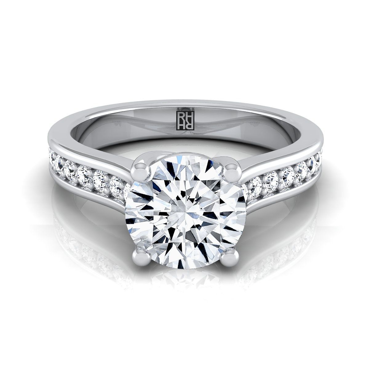 Round Brilliant, Channel Set Pavé, in Platinum, pave setting | RockHer