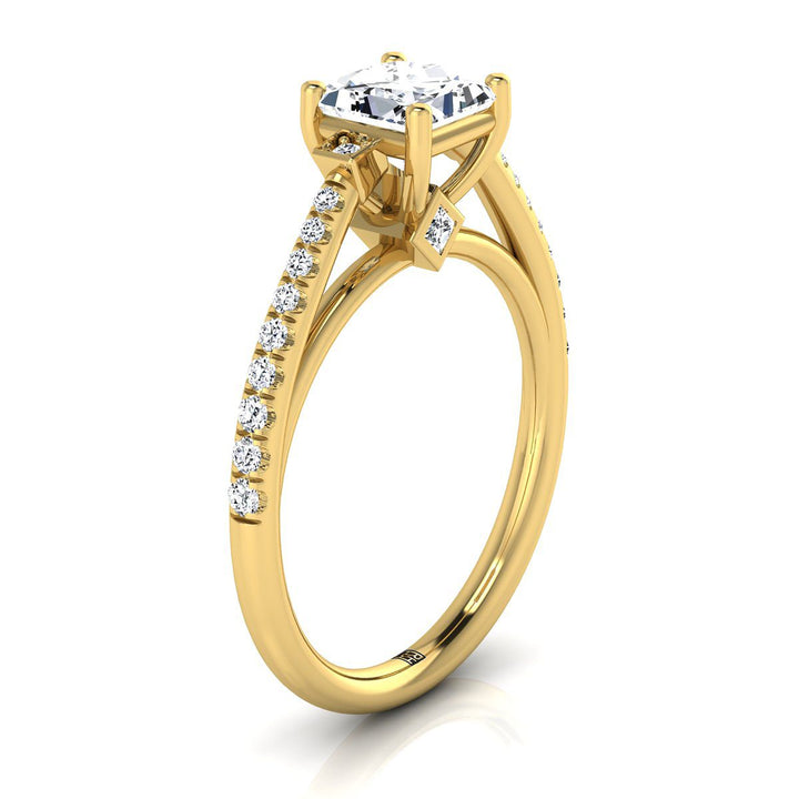 Delicate Split Shank Pavé Princess, in 18K Yellow Gold, pave setting – view 9 | RockHer