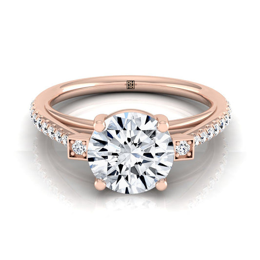 Round Brilliant, Delicate Split Shank Pavé, in 14K Rose Gold, pave setting | RockHer