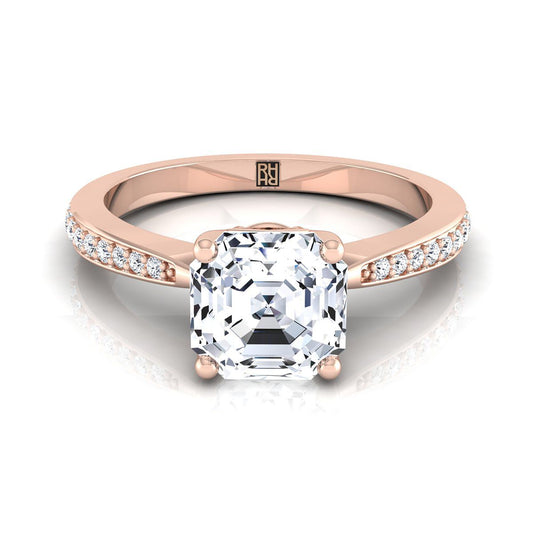 Tapered Pavé Asscher, in 14K Rose Gold, pave setting | RockHer