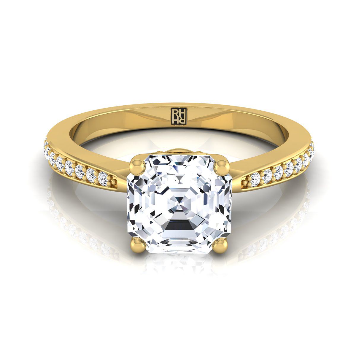 Tapered Pavé Asscher, in 18K Yellow Gold, pave setting | RockHer