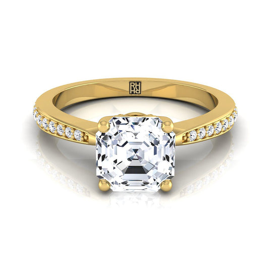 Tapered Pavé Asscher, in 18K Yellow Gold, pave setting | RockHer