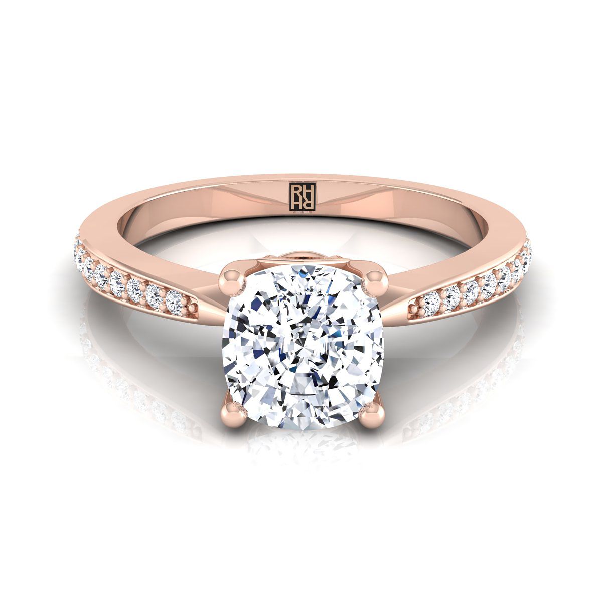 Tapered Pavé Cushion, in 14K Rose Gold, pave setting | RockHer