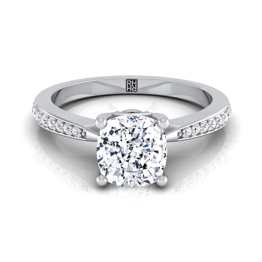Tapered Pavé Cushion, in 18K White Gold, pave setting | RockHer