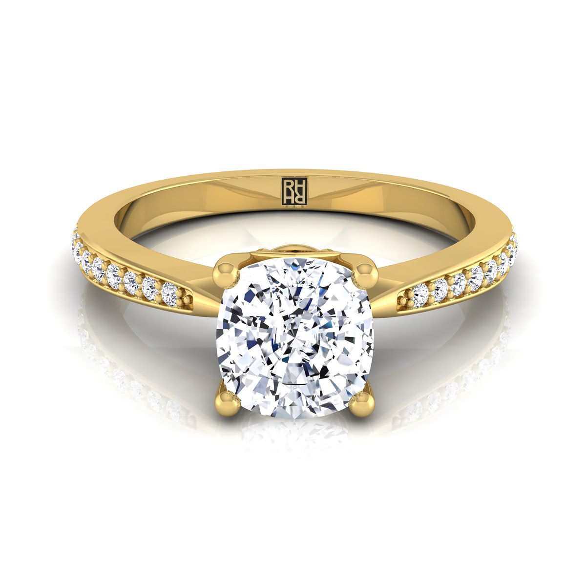 Tapered Pavé Cushion, in 18K Yellow Gold, pave setting | RockHer