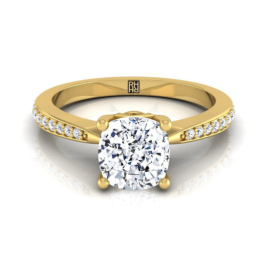 Tapered Pavé Cushion, in 18K Yellow Gold, pave setting | RockHer
