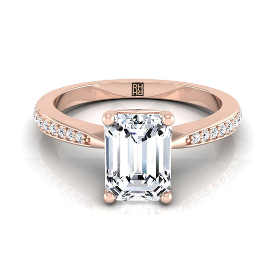 European Cut, Tapered Pavé Emerald, in 14K Rose Gold, pave setting | RockHer