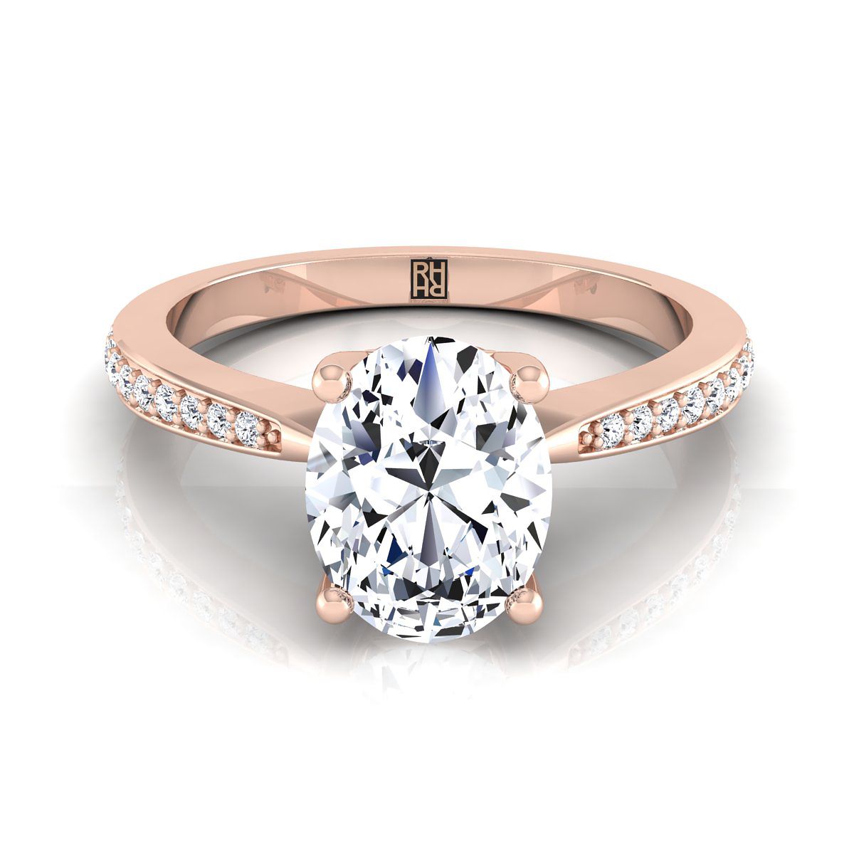 Tapered Pavé Oval, in 14K Rose Gold, pave setting – view 8 | RockHer