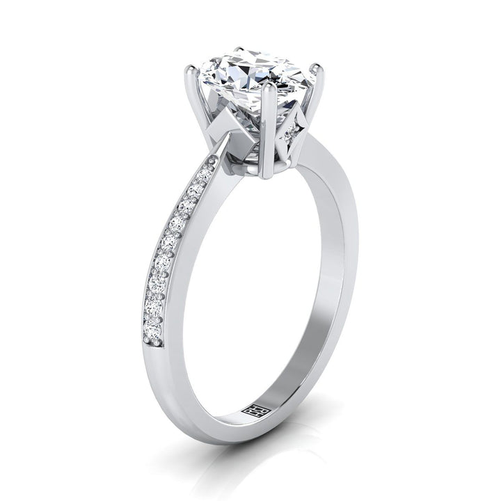 Tapered Pavé Oval, in 18K White Gold, pave setting – view 9 | RockHer