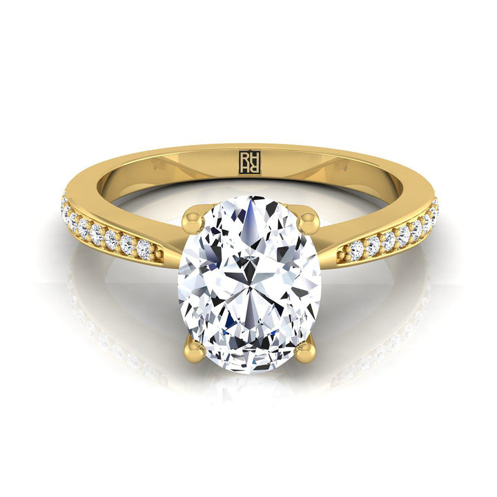 Carrie Select tapered pavé oval oval ring in 14K Yellow Gold — view — RockHer