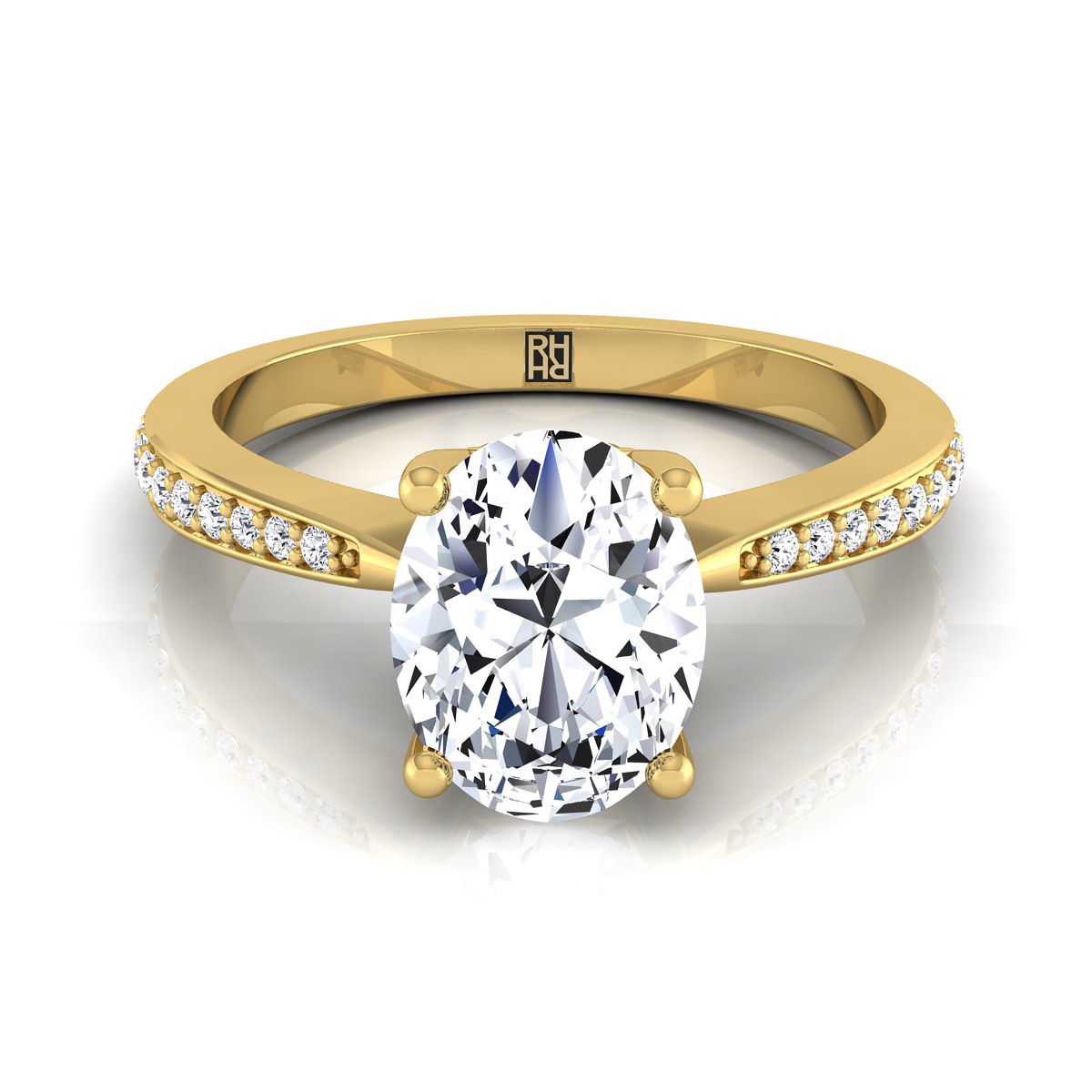 Tapered Pavé Oval, in 18K Yellow Gold, pave setting – view 8 | RockHer
