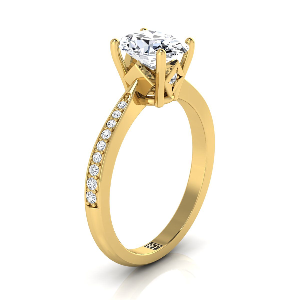 Tapered Pavé Oval, in 18K Yellow Gold, pave setting – view 9 | RockHer