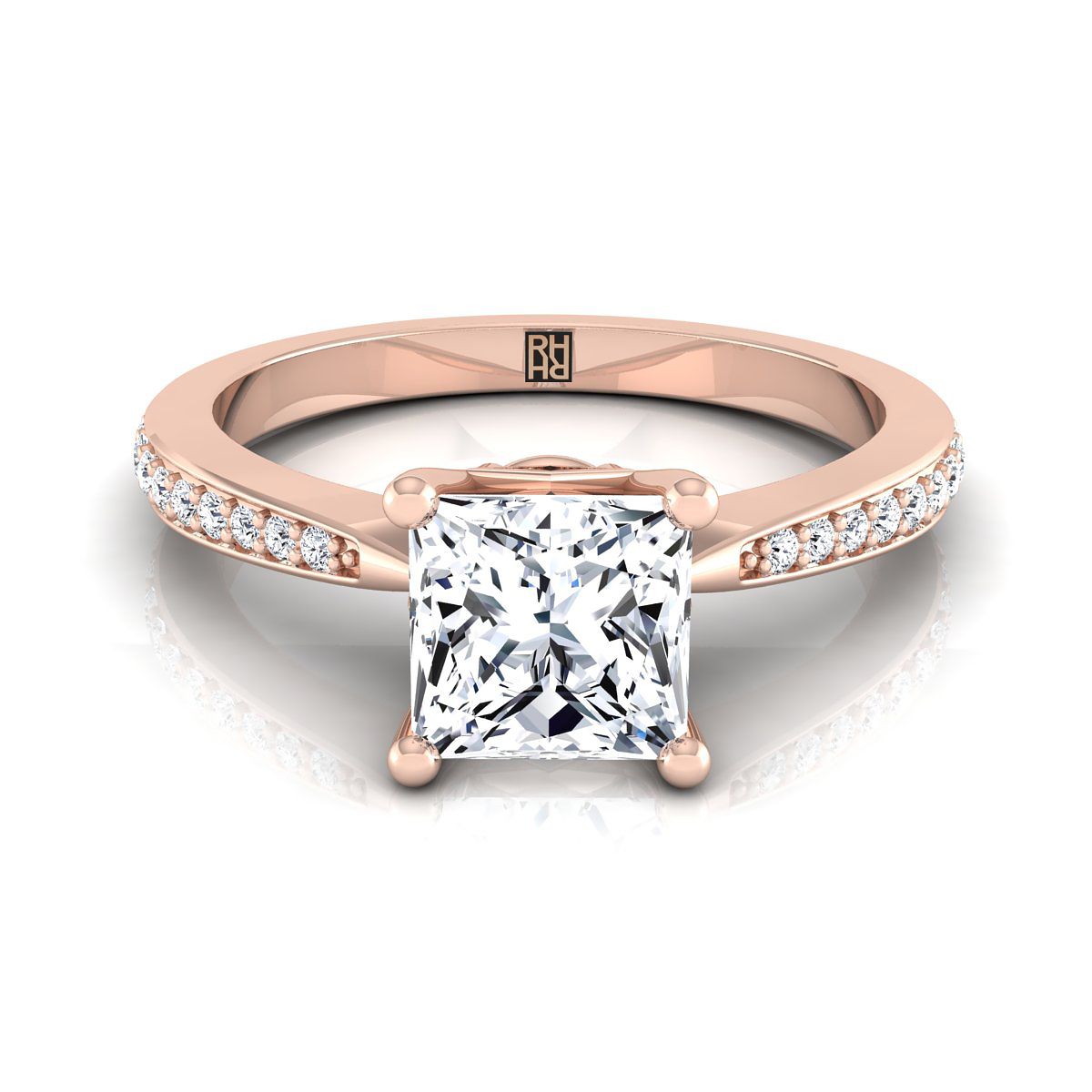 Tapered Pavé Princess, in 14K Rose Gold, pave setting | RockHer