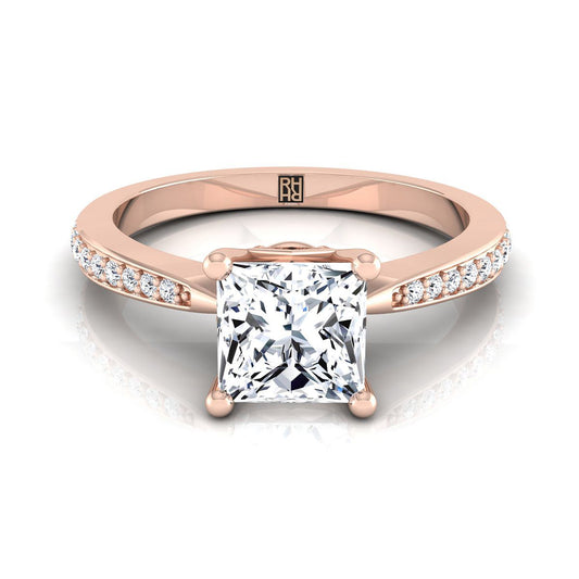 Tapered Pavé Princess, in 14K Rose Gold, pave setting | RockHer