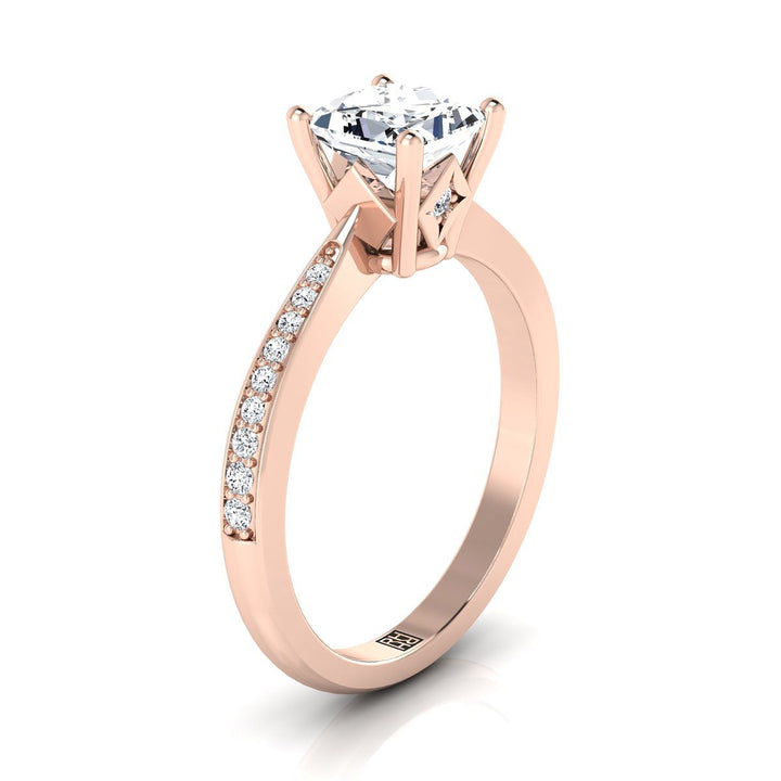 Tapered Pavé Princess, in 14K Rose Gold, pave setting – side profile | RockHer