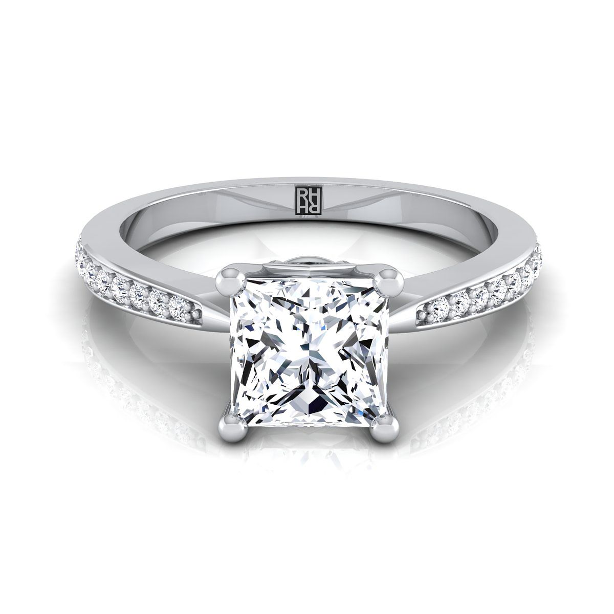 Tapered Pavé Princess, in 18K White Gold, pave setting | RockHer