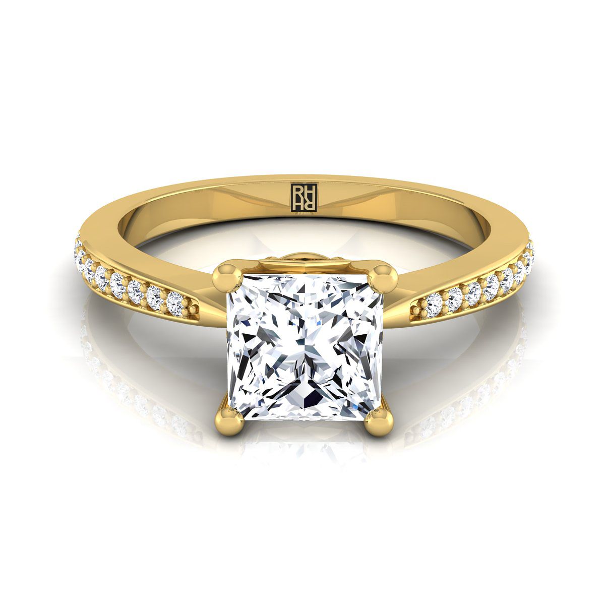 Tapered Pavé Princess, in 18K Yellow Gold, pave setting | RockHer