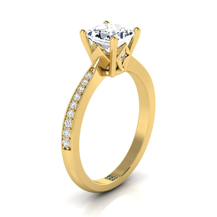 Tapered Pavé Princess, in 18K Yellow Gold, pave setting – side profile | RockHer