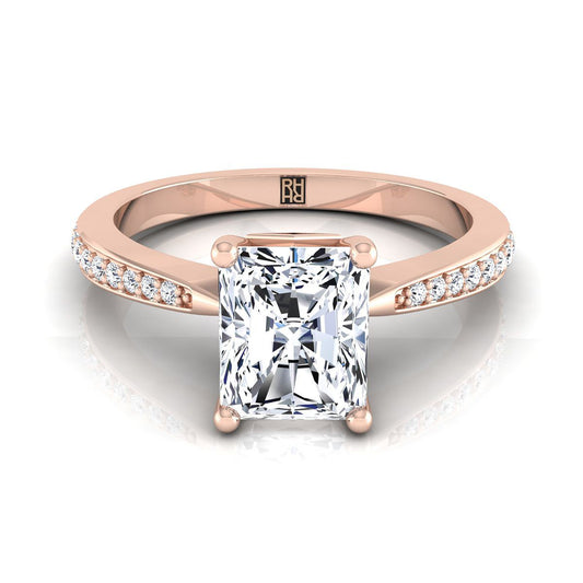 Tapered Pavé Radiant, in 14K Rose Gold, pave setting | RockHer