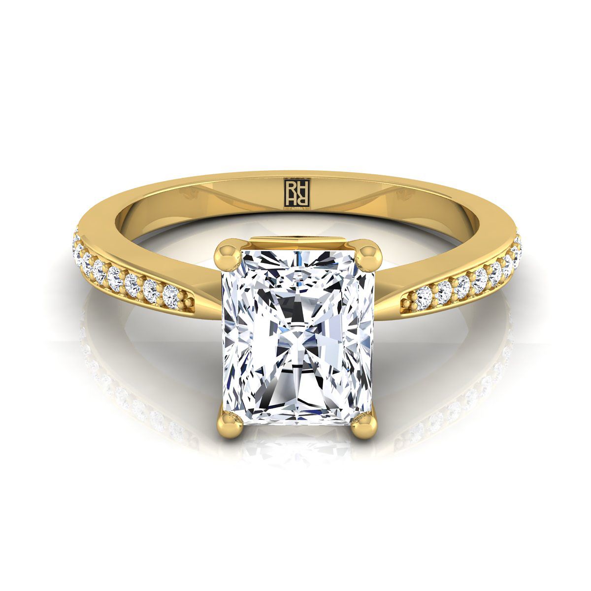 Tapered Pavé Radiant, in 18K Yellow Gold, pave setting | RockHer