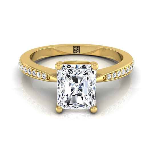 Tapered Pavé Radiant, in 18K Yellow Gold, pave setting | RockHer