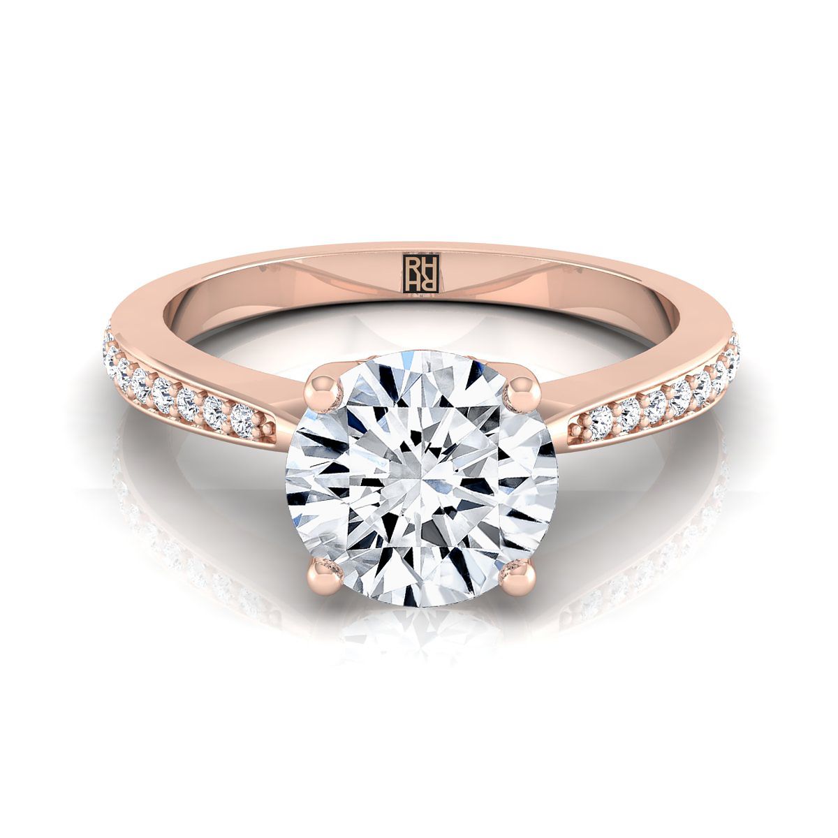 Round Brilliant, Tapered Pavé, in 14K Rose Gold, pave setting | RockHer