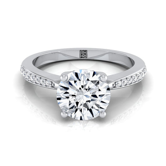 Round Brilliant, Tapered Pavé, in 18K White Gold, pave setting | RockHer