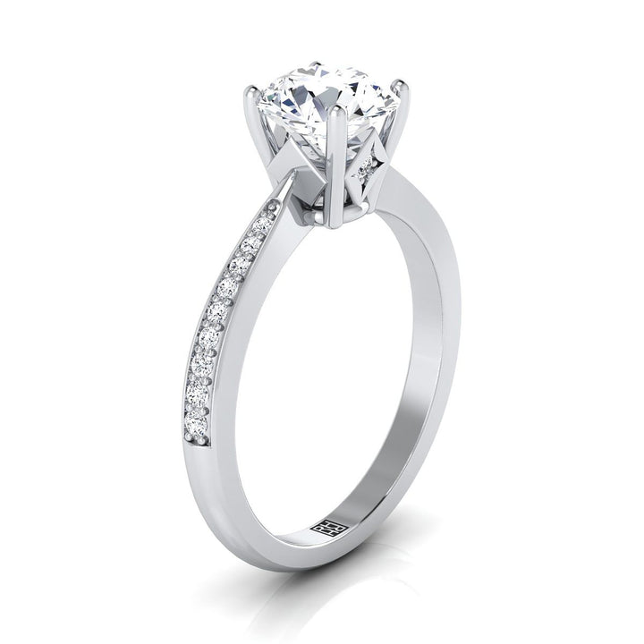 Round Brilliant, Tapered Pavé, in 18K White Gold, pave setting – side profile | RockHer