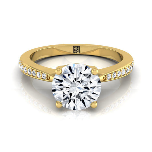 Round Brilliant, Tapered Pavé, in 18K Yellow Gold, pave setting | RockHer