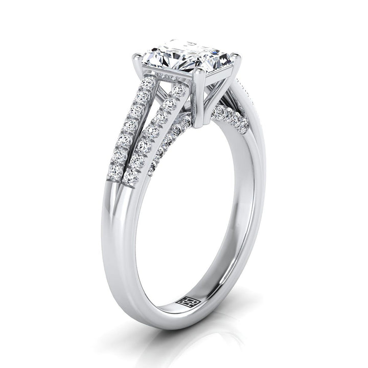 Split Shank French Pavé Radiant, in Platinum, pave setting – view 9 | RockHer