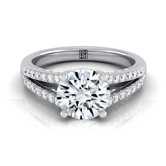 Round Brilliant, Split Shank French Pavé, in Platinum, pave setting | RockHer