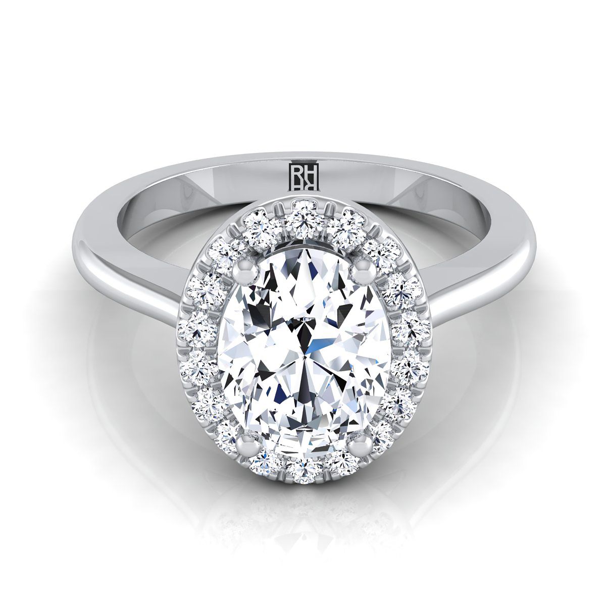 Classic French Pavé Halo Oval, in Platinum, pave setting | RockHer