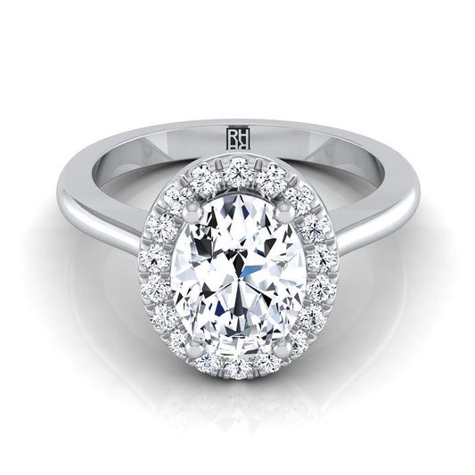 Classic French Pavé Halo Oval, in Platinum, pave setting | RockHer