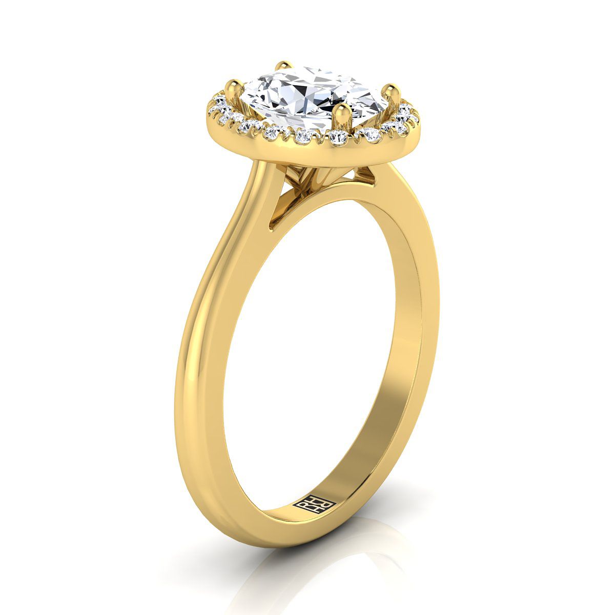 ตัวเรือนแหวนหมั้นเพชร Kate ทรงรี ฝังปาเว่ ทองคำเหลือง 18K จาก RockHer