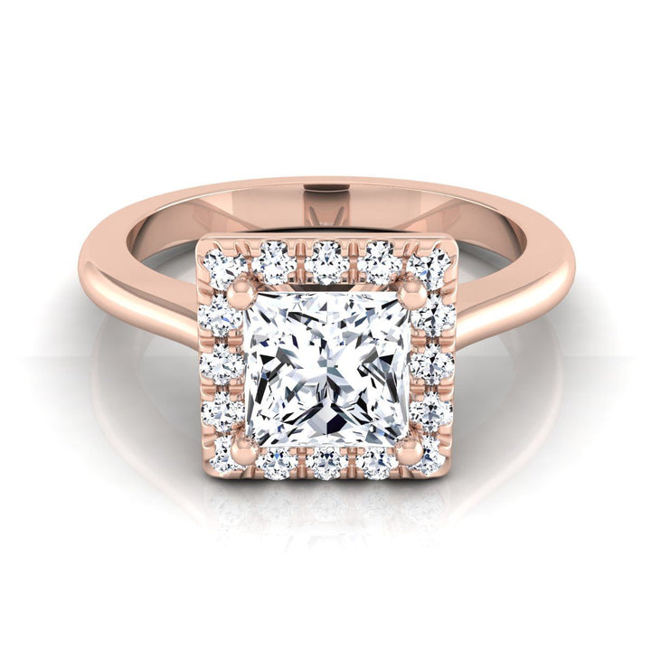 ตัวเรือนแหวนหมั้นเพชร Kate ทรงปริ๊นเซส ฝังปาเว่ ทองคำชมพู 14K จาก RockHer