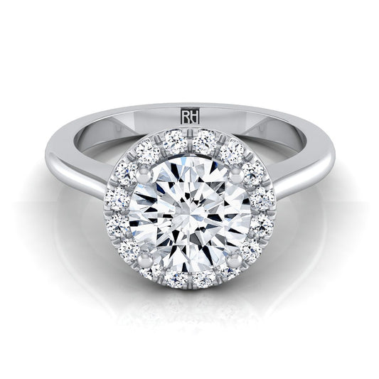 Round Brilliant, Classic French Pavé Halo Round, in Platinum, pave setting | RockHer