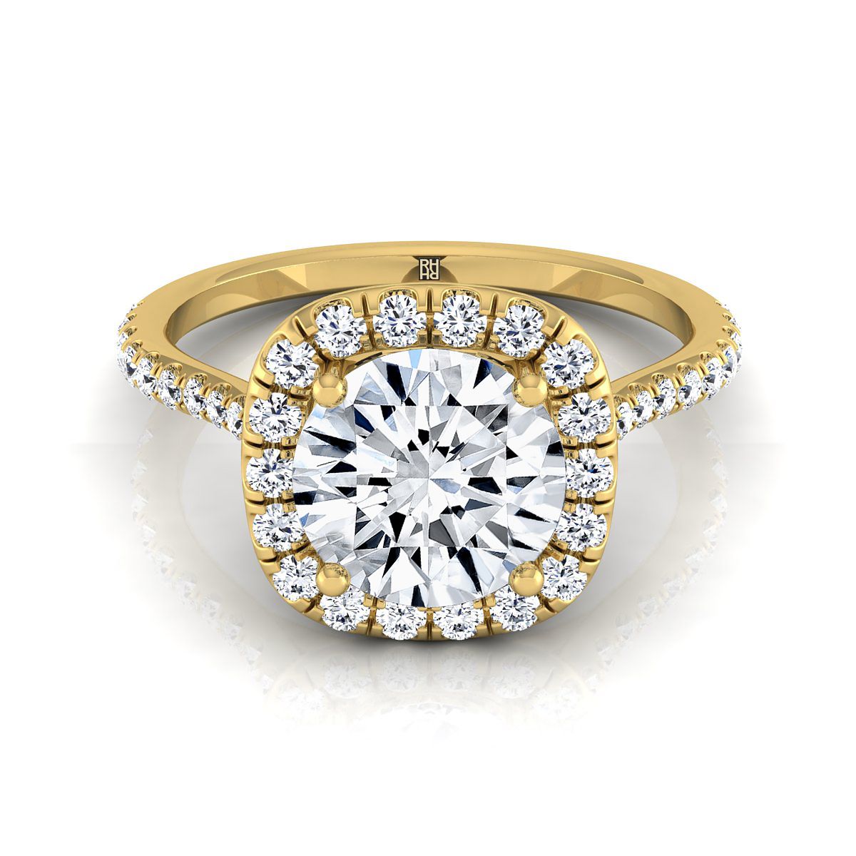 ตัวเรือนแหวนหมั้นเพชร Everly ทรงกลม ฝังปาเว่ ทองคำเหลือง 18K จาก RockHer