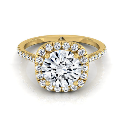 ตัวเรือนแหวนหมั้นเพชร Everly ทรงกลม ฝังปาเว่ ทองคำเหลือง 18K จาก RockHer