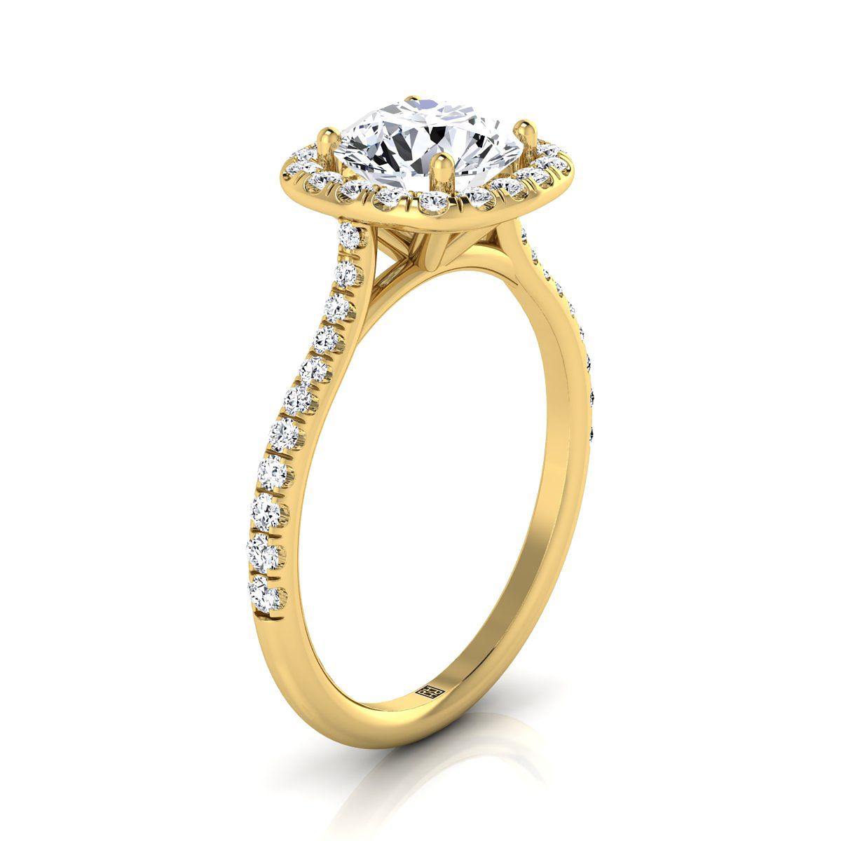 ตัวเรือนแหวนหมั้นเพชร Everly ทรงกลม ฝังปาเว่ ทองคำเหลือง 18K จาก RockHer