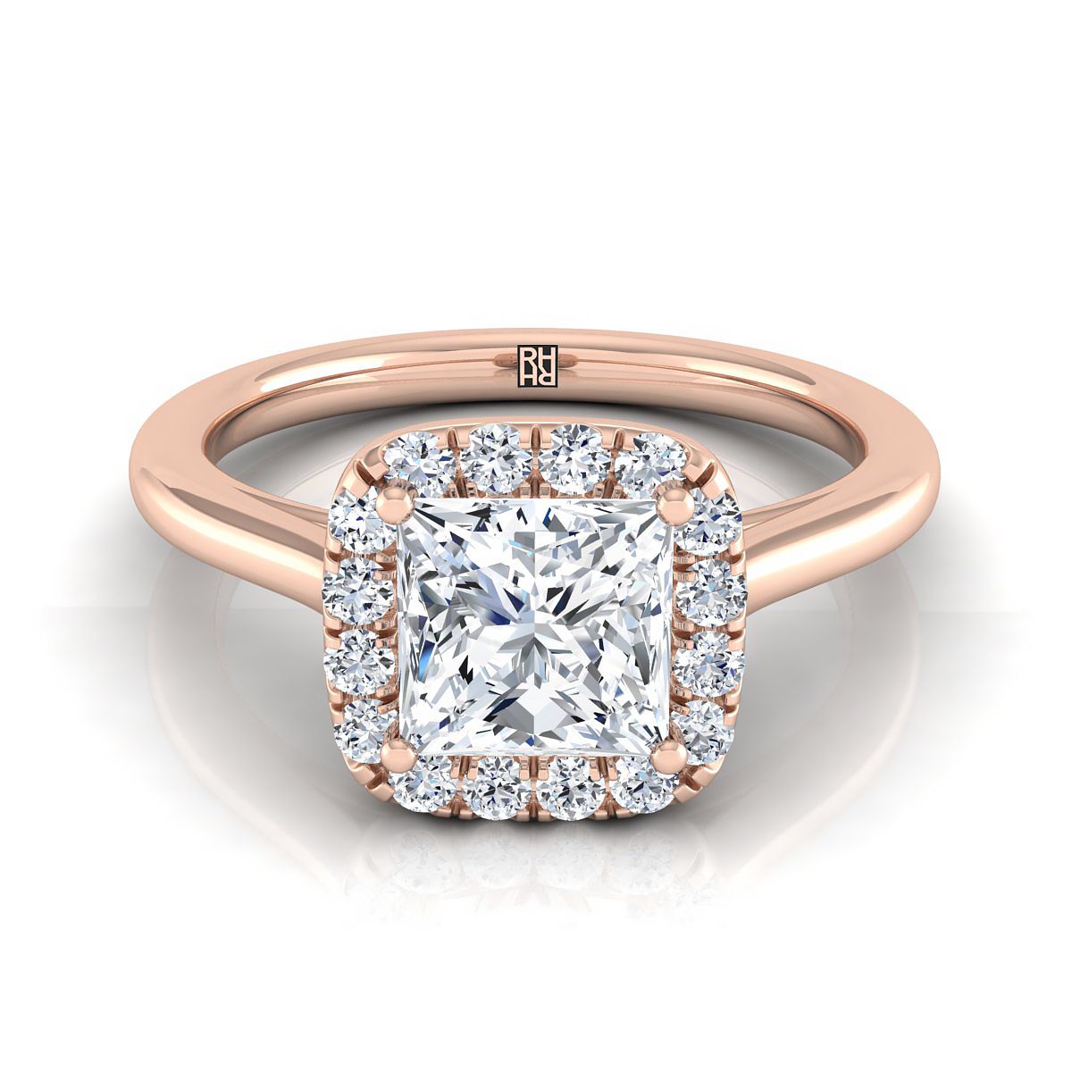 Classic Prong Diamond Halo Princess, in 14K Rose Gold | RockHer