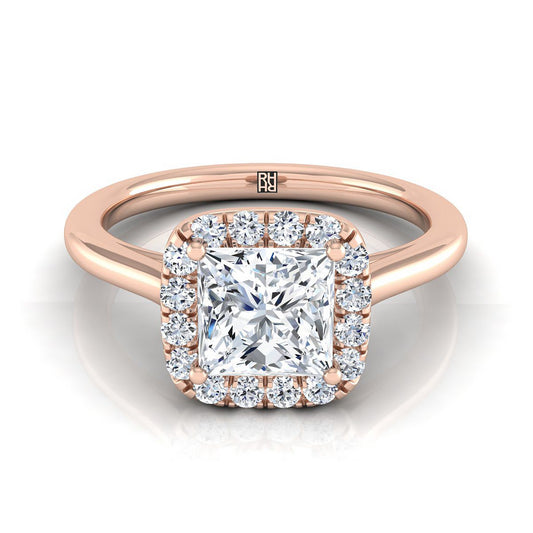 Classic Prong Diamond Halo Princess, in 14K Rose Gold | RockHer