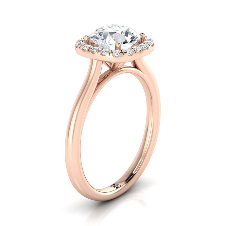 Round Brilliant, Classic Prong Diamond Halo, in 14K Rose Gold, pave setting – view 9 | RockHer