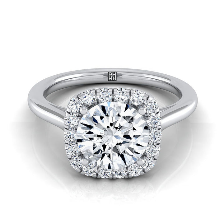 Round Brilliant, Classic Prong Diamond Halo, in Platinum, pave setting – view 8 | RockHer