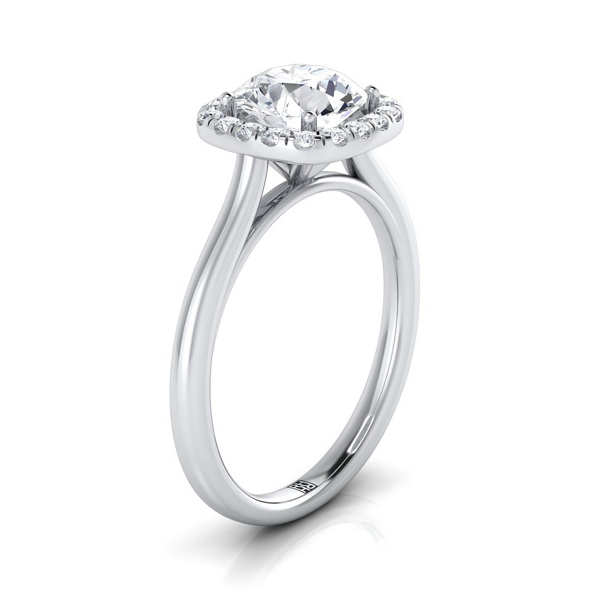 Round Brilliant, Classic Prong Diamond Halo, in Platinum, pave setting – view 9 | RockHer