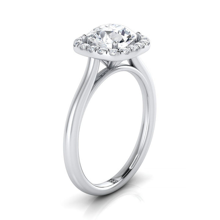 Round Brilliant, Classic Prong Diamond Halo, in Platinum, pave setting – view 9 | RockHer