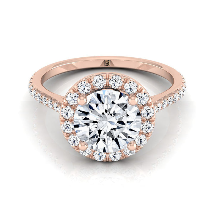 Round Brilliant, Diamond Pavé Halo, in 14K Rose Gold, pave setting – view 8 | RockHer