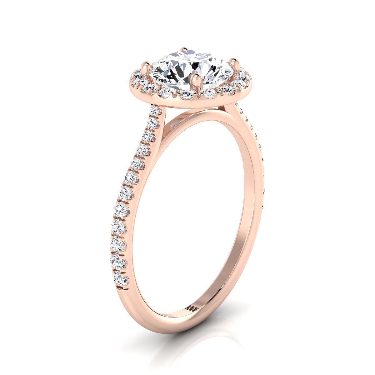 Round Brilliant, Diamond Pavé Halo, in 14K Rose Gold, pave setting – view 9 | RockHer