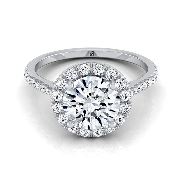 Round Brilliant, Diamond Pavé Halo, in Platinum, pave setting – view 8 | RockHer