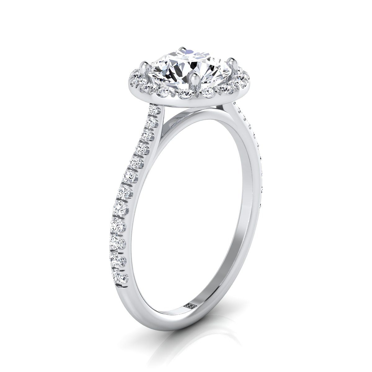 Round Brilliant, Diamond Pavé Halo, in Platinum, pave setting – view 9 | RockHer